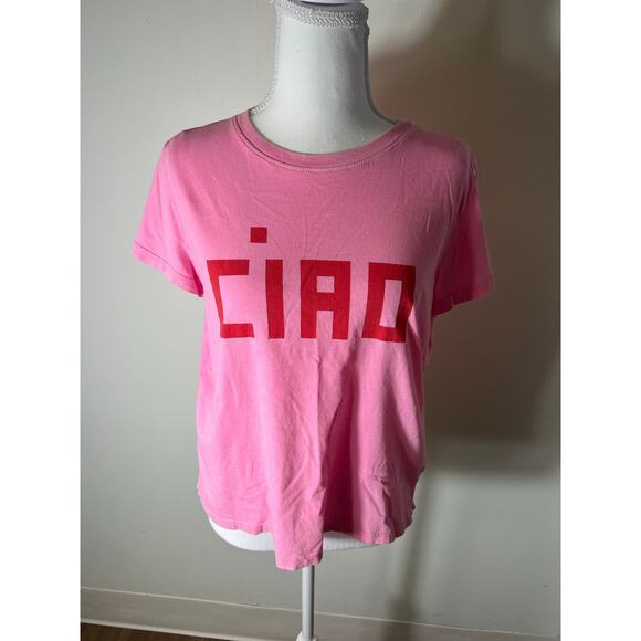 Clare V. Pink Ciao Short Sleeve Tee Shirt Sz M - Picture 1 of 5